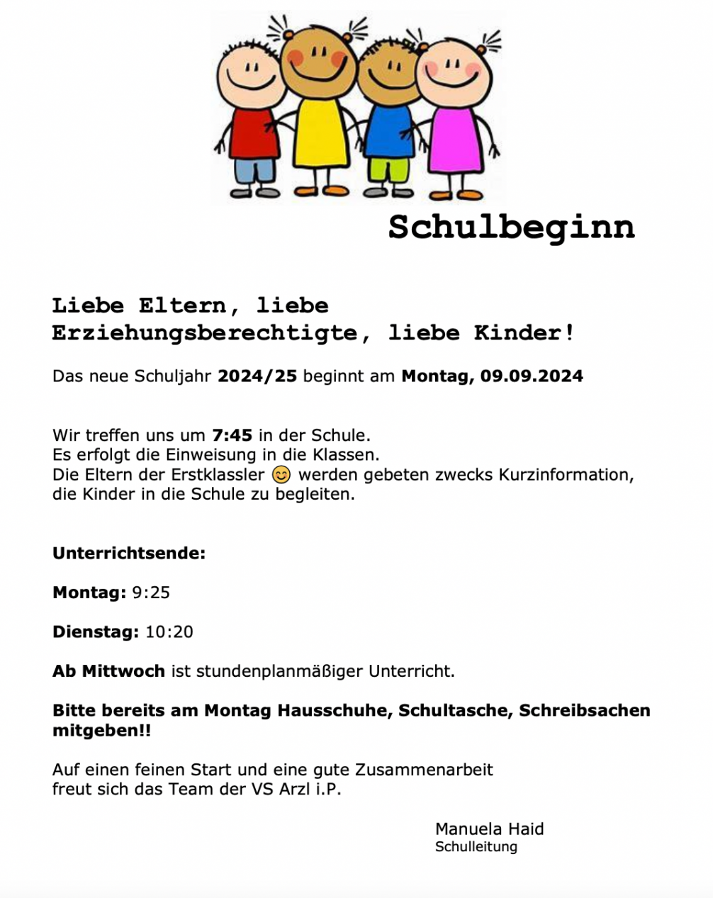 Schulbeginn