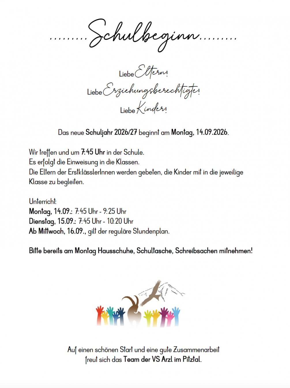 Schulstart 2026/27